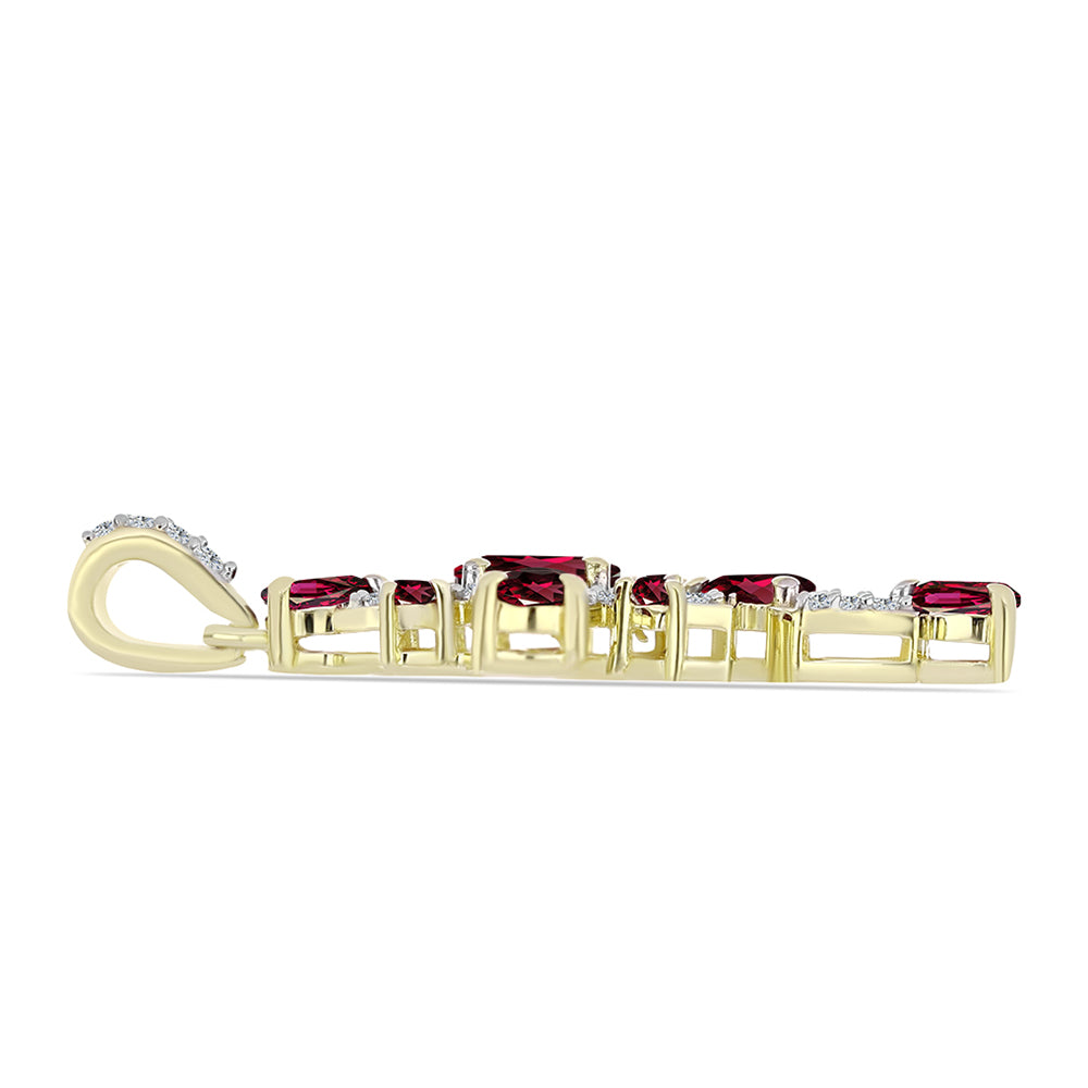 Cruce Pandantiv din Argint 925 Placat cu Aur ( 2.67 grame ) cu Granat Rodolit și Topaz Alb 2.26 Carate