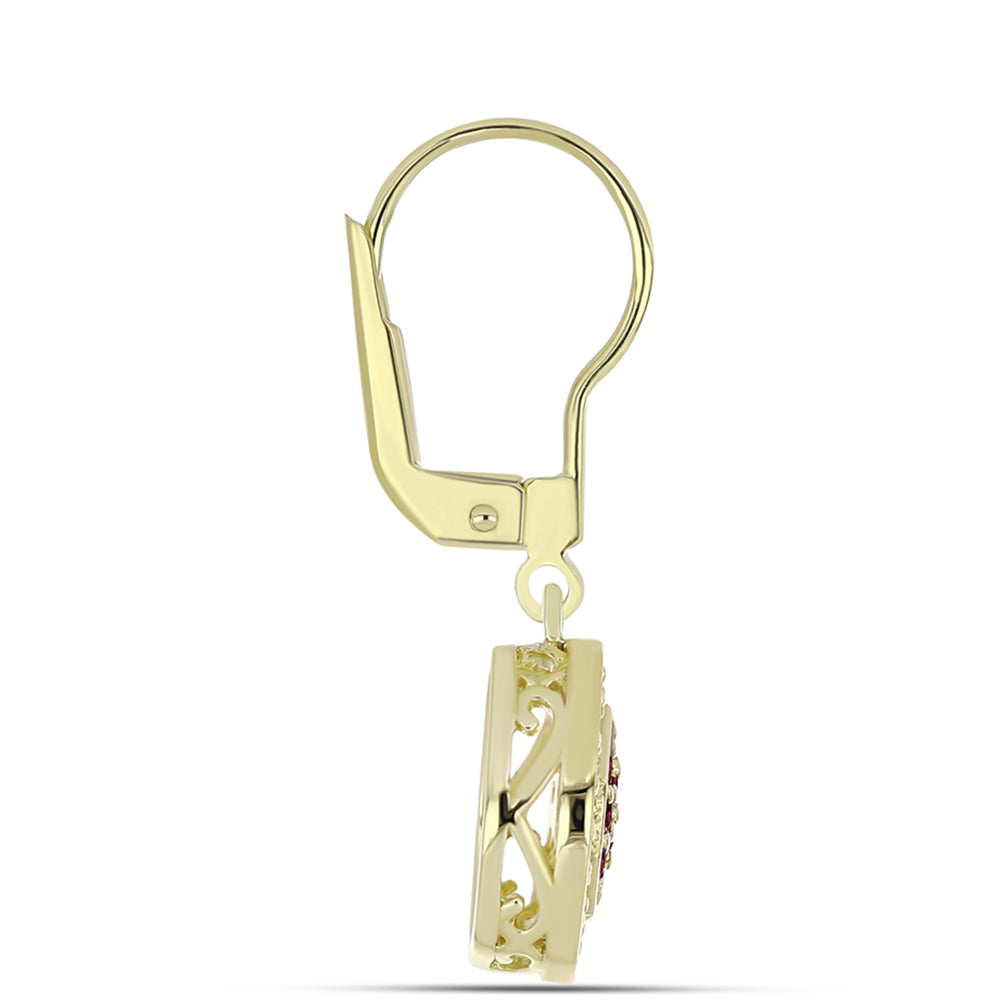 Cercei din Argint 925 Placat cu Aur ( 3.17 grame ) cu Granat Rodolit 0.77 Carate