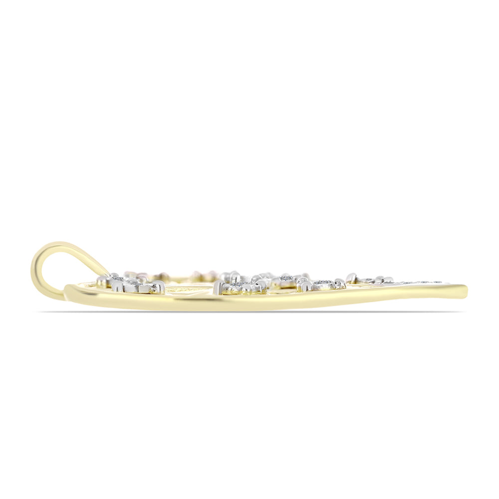 Pandantiv din Argint 925 Placat cu Aur ( 4.44 grame ) cu Diamant Alb și Topaz Alb 0.16 Carate