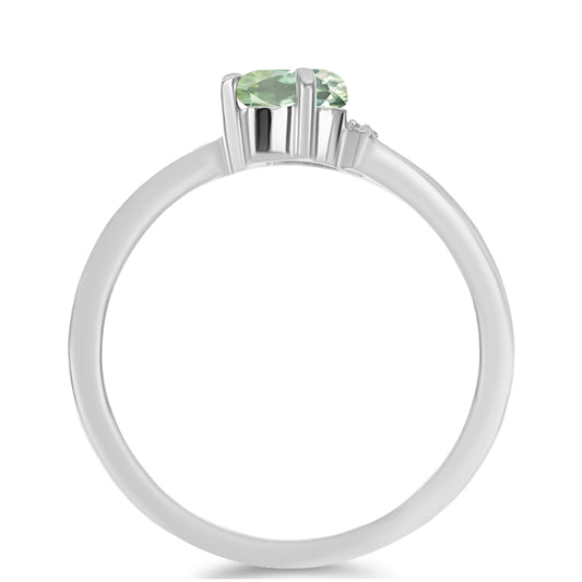 Inel din Argint 925 ( 1.94 grame ) cu Ametist Verde și Topaz Alb 0.47 Carate