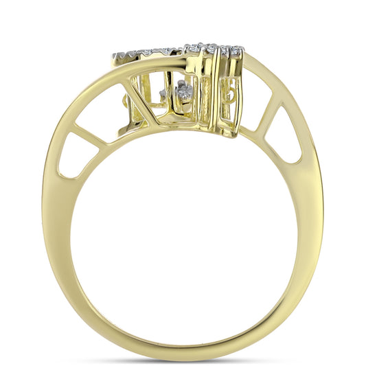 Inel din Argint 925 Placat cu Aur ( 3.39 grame ) cu Diamant Alb și Topaz Alb 0.27 Carate