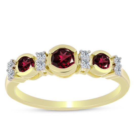 Inel din Argint 925 Placat cu Aur ( 1.92 grame ) cu Granat Rodolit și Topaz Alb 0.77 Carate