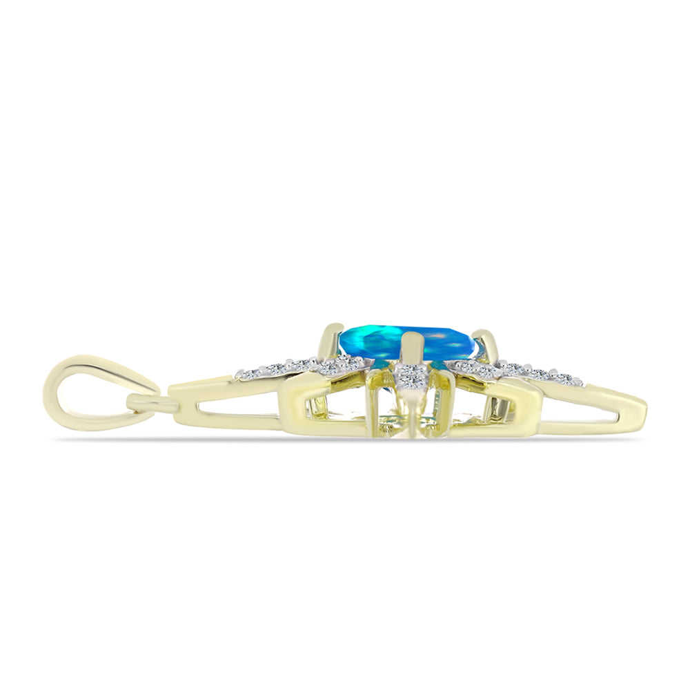Pandantiv din Argint 925 Placat cu Aur ( 2.09 grame ) cu Opal Etiopian ”Paradis” și Topaz Alb 0.88 Carate