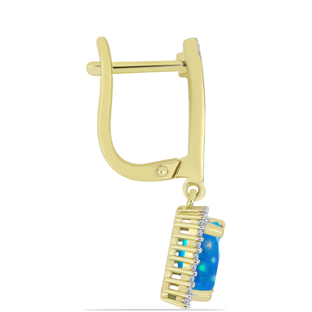 Cercei din Argint 925 Placat cu Aur ( 4.63 grame ) cu Opal Etiopian ”Paradis” și Topaz Alb 2.25 Carate
