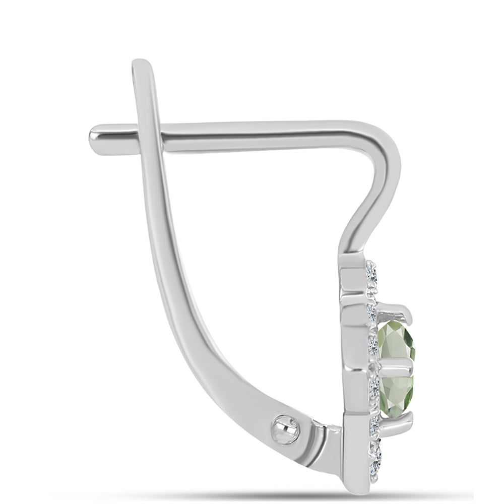 Cercei din Argint 925 ( 2.37 grame ) cu Ametist Verde și Topaz Alb 0.72 Carate