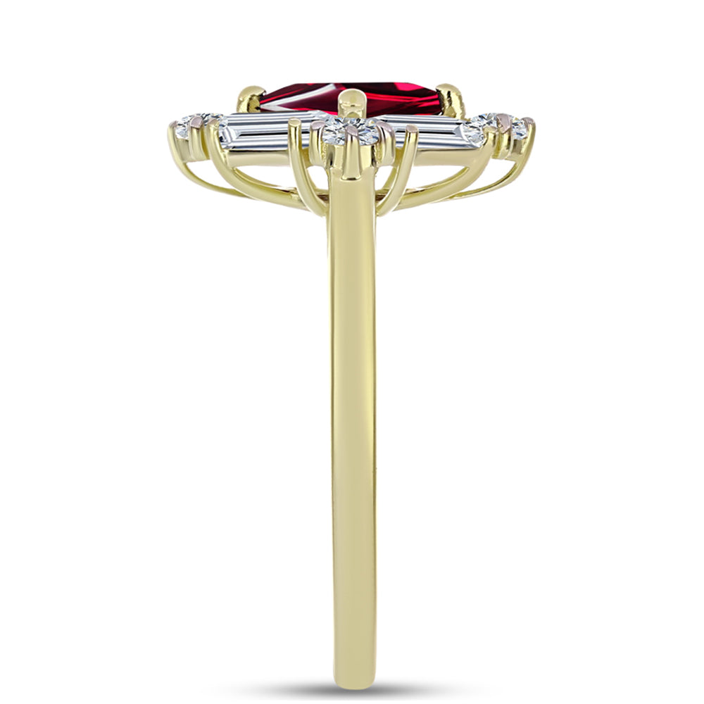 Inel din Argint 925 Placat cu Aur ( 2.81 grame ) cu Granat Rodolit și Topaz Alb 2.81 Carate