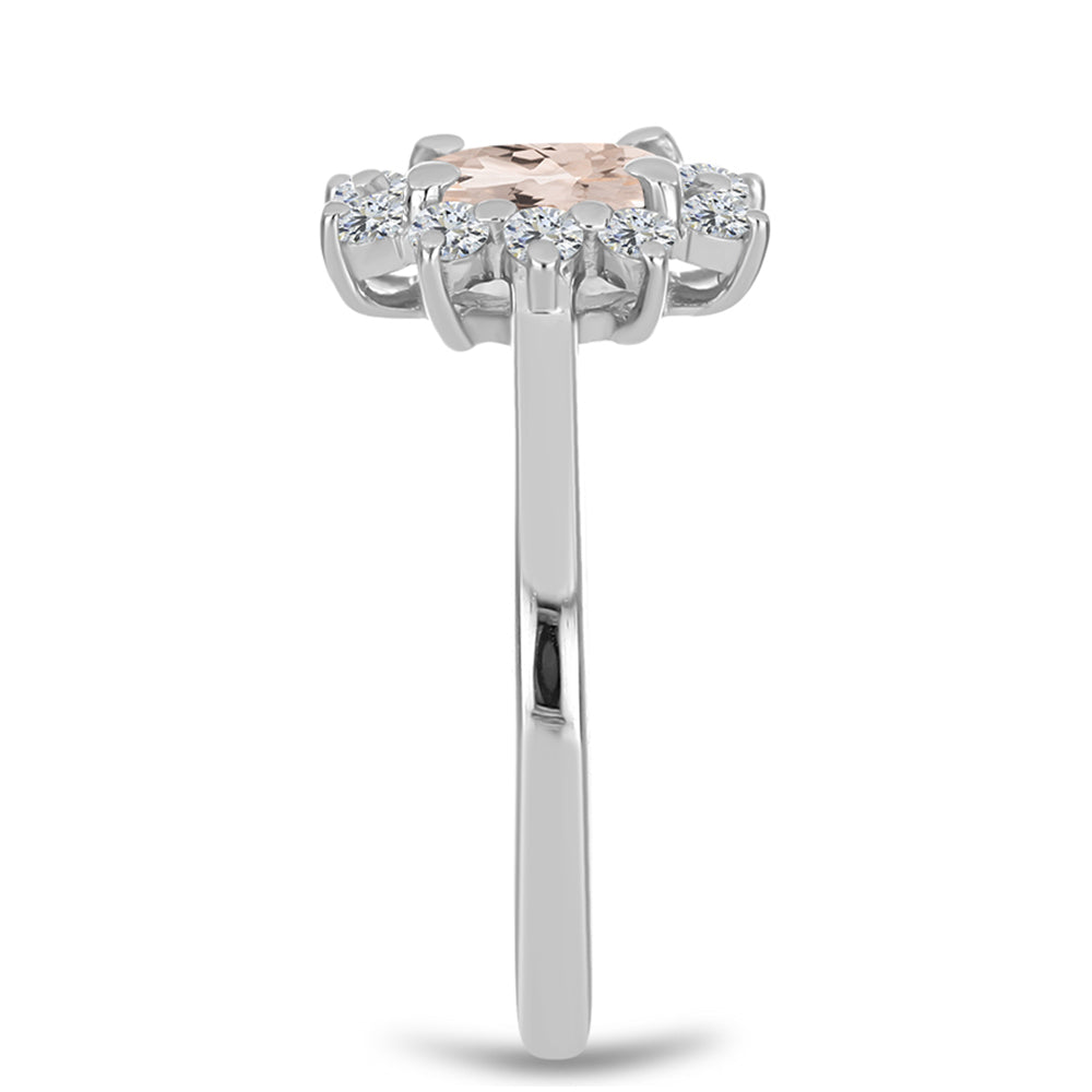 Inel din Argint 925 ( 2.23 grame ) cu Morganit Gozareh și Topaz Alb 0.99 Carate