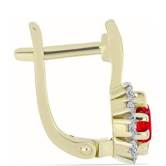 Cercei din Argint 925 Placat cu Aur ( 3.51 grame ) cu Agat Roșu și Topaz Alb 1.17 Carate