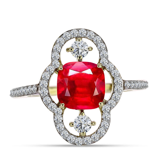 Inel din Argint 925 Placat cu Aur ( 3.02 grame ) cu Agat Roșu și Topaz Alb 2.6 Carate