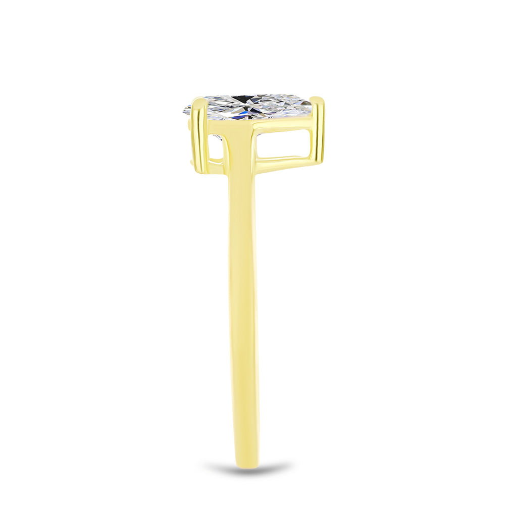 Inel din Argint 925 Placat cu Aur ( 2.01 grame ) cu Diamant Certificat cultivat în laborator 0.96 Carate