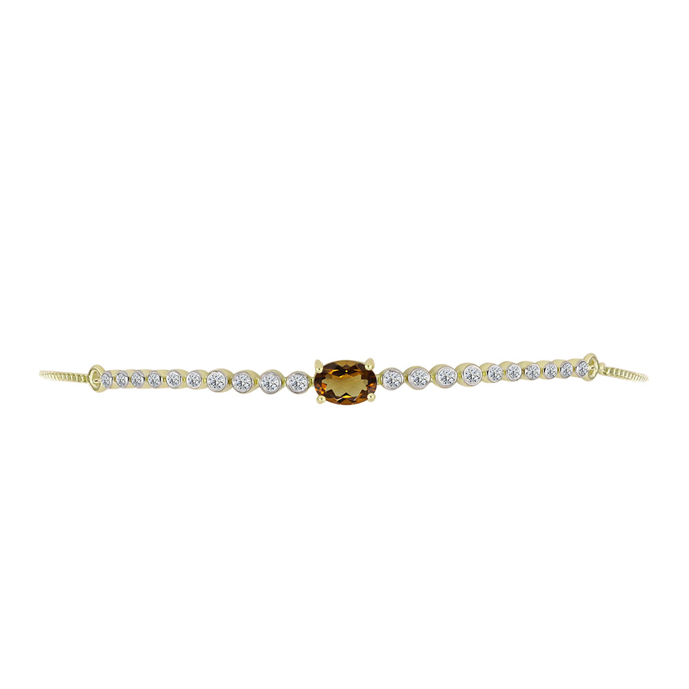Brățară din Argint 925 Placat cu Aur ( 3.7 grame ) cu Cuarț Coniac și Topaz Alb 1.15 Carate