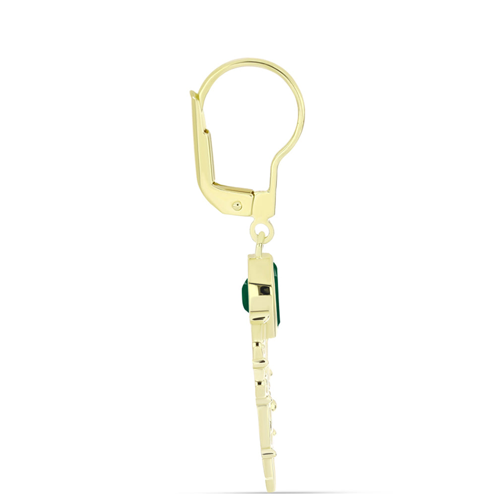 Cercei din Argint 925 Placat cu Aur ( 3.1 grame ) cu Agat Verde 1.31 Carate