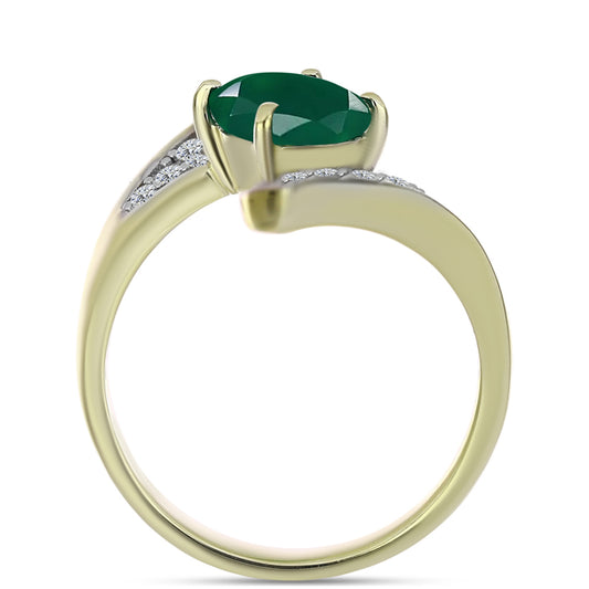 Inel din Argint 925 Placat cu Aur ( 3.46 grame ) cu Agat Verde și Topaz Alb 2.24 Carate
