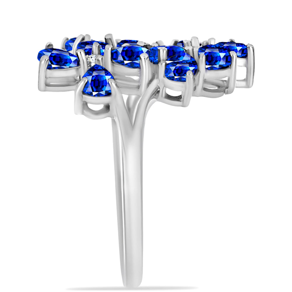 Inel din Argint 925 ( 3.21 grame ) cu Safir Albastru Australian și Topaz Alb 3.17 Carate