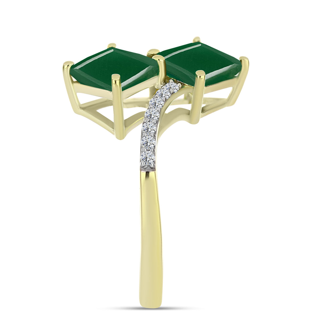 Inel din Argint 925 Placat cu Aur ( 2.88 grame ) cu Agat Verde și Topaz Alb 2.3 Carate