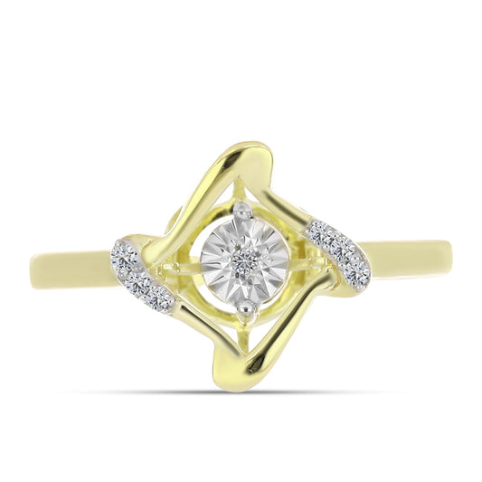 Inel din Argint 925 Placat cu Aur ( 2.57 grame ) cu Diamant Alb și Topaz Alb 0.06 Carate
