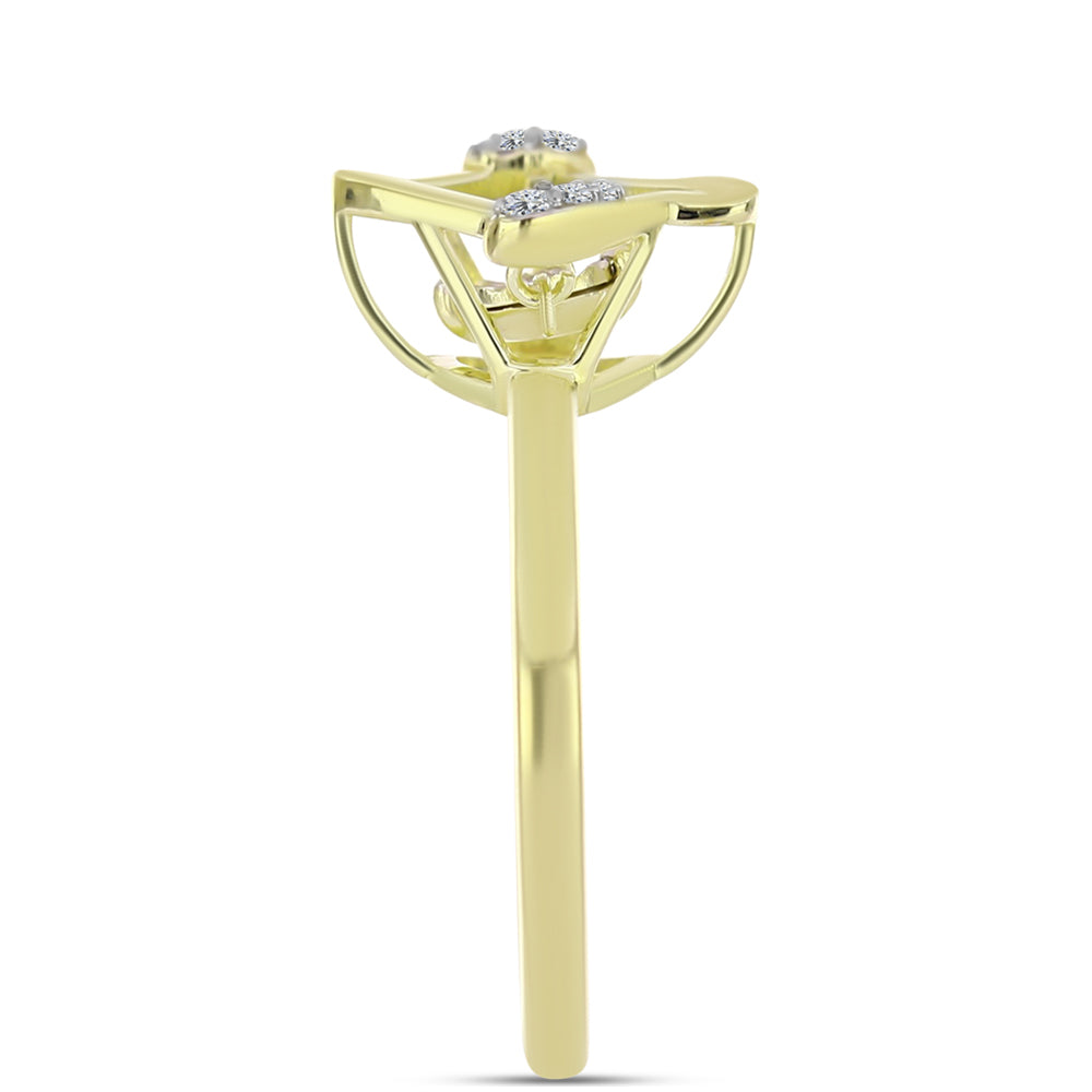 Inel din Argint 925 Placat cu Aur ( 2.57 grame ) cu Diamant Alb și Topaz Alb 0.06 Carate