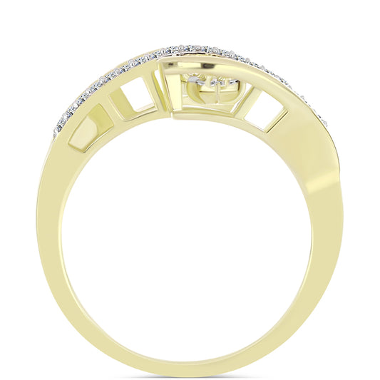 Inel din Argint 925 Placat cu Aur ( 4.01 grame ) cu Diamant Alb și Topaz Alb 0.2 Carate