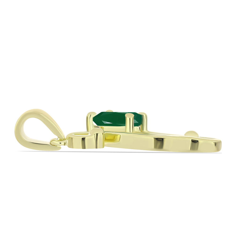 Pandantiv din Argint 925 Placat cu Aur ( 1.67 grame ) cu Agat Verde 0.63 Carate