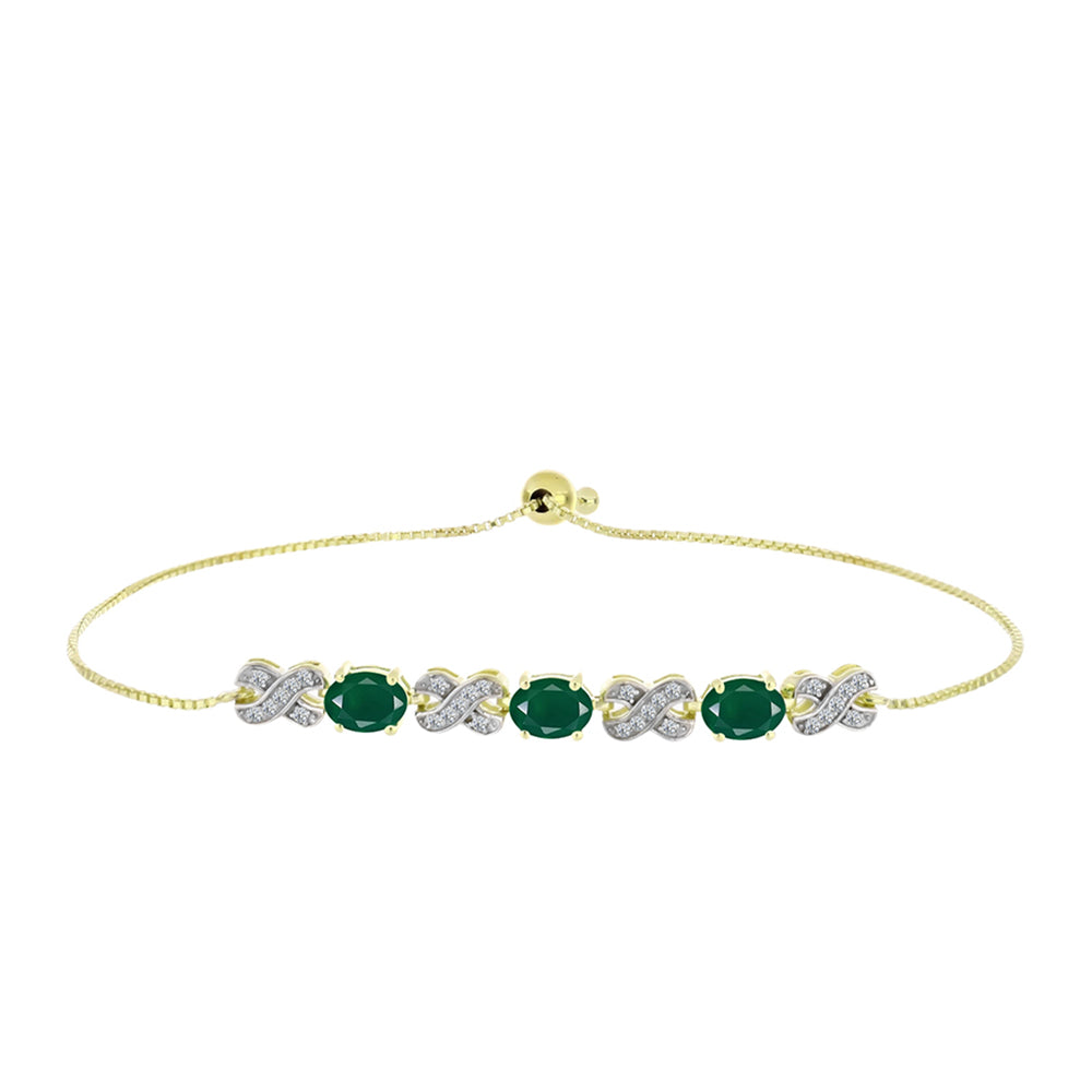 Brățară din Argint 925 Placat cu Aur ( 5.23 grame ) cu Agat Verde și Topaz Alb 2.2 Carate
