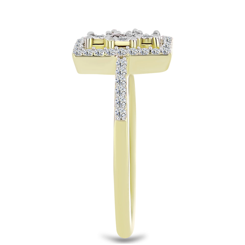 Inel din Argint 925 Placat cu Aur ( 2.74 grame ) cu Diamant Alb și Topaz Alb 0.39 Carate