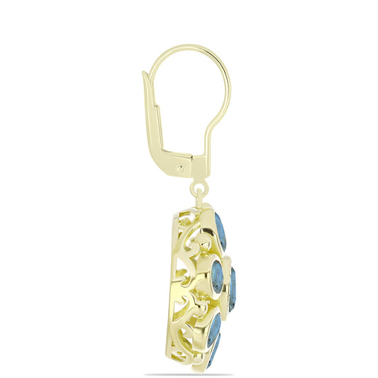 Cercei din Argint 925 Placat cu Aur ( 7.45 grame ) cu Labradorit 6.49 Carate