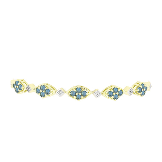 Brățară din Argint 925 Placat cu Aur ( 7.99 grame ) cu Labradorit și Topaz Alb 2.1 Carate
