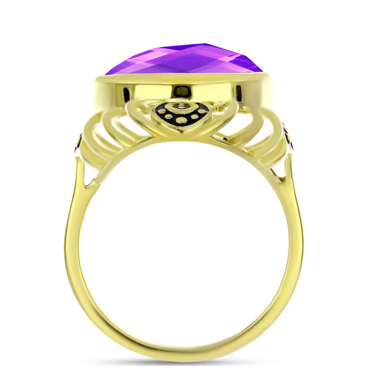 Inel din Argint 925 Placat cu Aur ( 6.39 grame ) cu Agat Violet 8.83 Carate