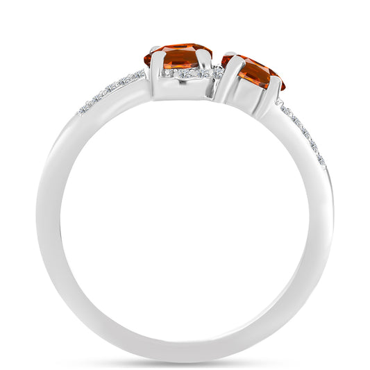 Inel din Argint 925 ( 2.54 grame ) cu Citrin Madeira și Topaz Alb 0.99 Carate