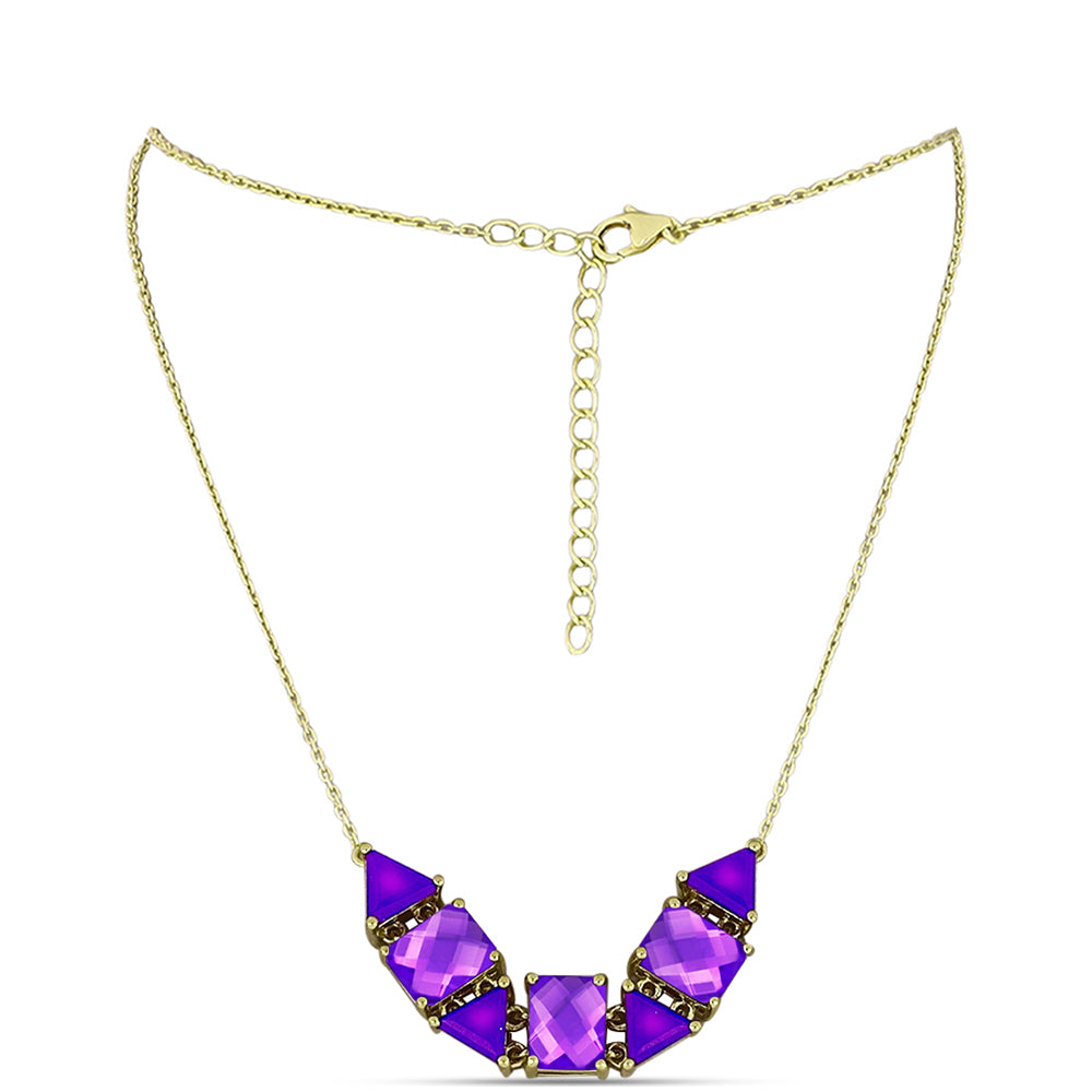 Colier din Argint 925 Placat cu Aur ( 6.35 grame ) cu Agat Violet 9.77 Carate