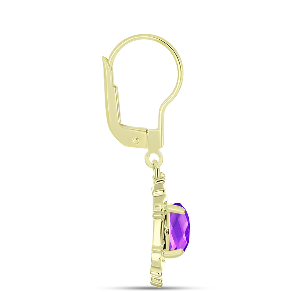 Cercei din Argint 925 Placat cu Aur ( 3.61 grame ) cu Agat Violet 2.49 Carate