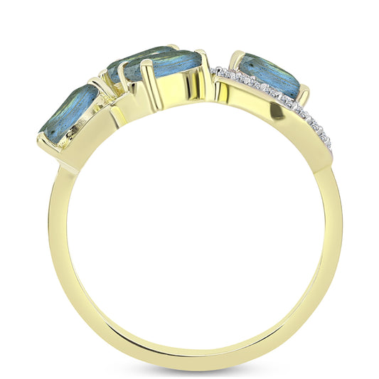 Inel din Argint 925 Placat cu Aur ( 2.72 grame ) cu Labradorit 1.76 Carate