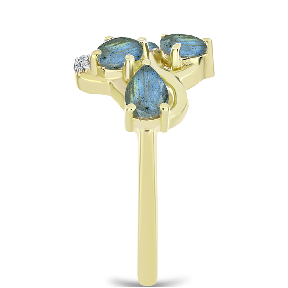 Inel din Argint 925 Placat cu Aur ( 2.72 grame ) cu Labradorit 1.76 Carate