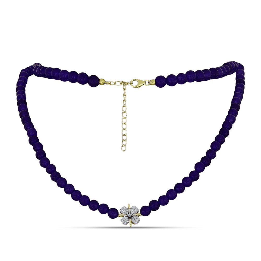 Colier din Argint 925 Placat cu Aur ( 2.1 grame ) cu Agat Violet și Topaz Alb 120.29 Carate