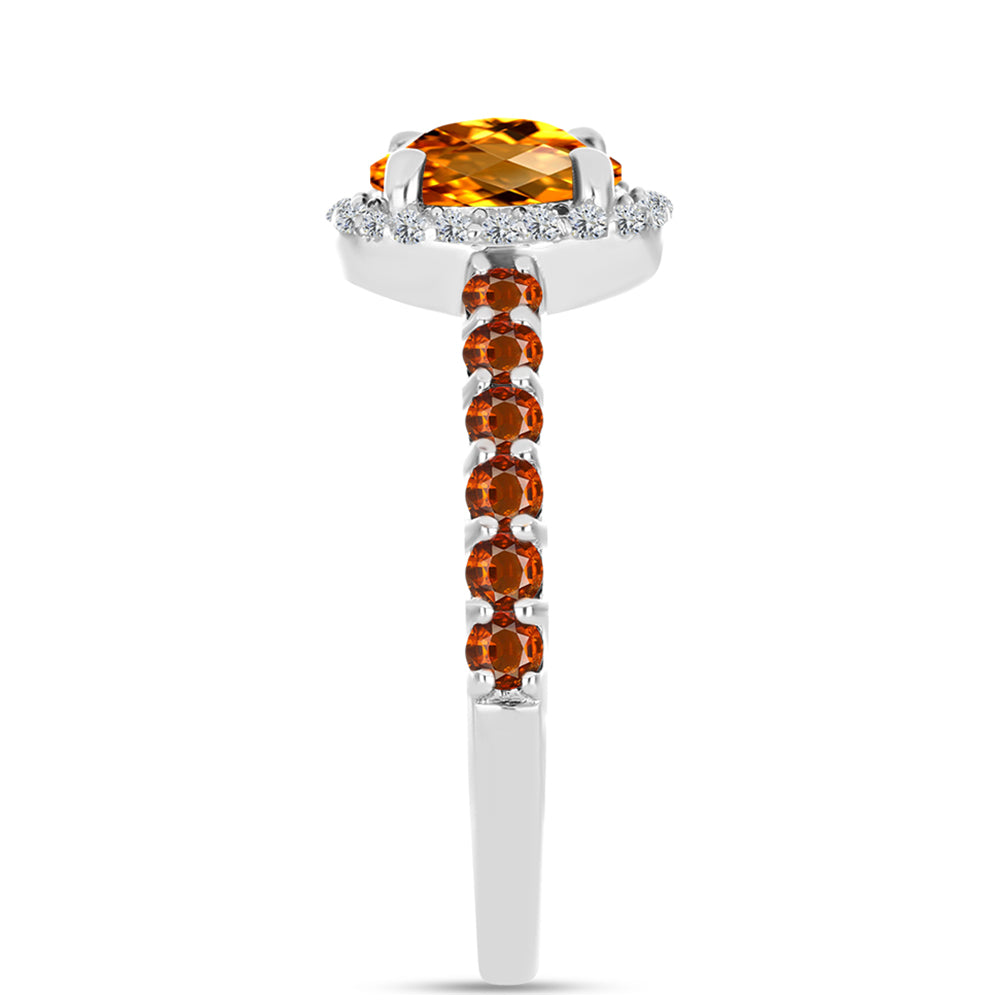 Inel din Argint 925 ( 1.96 grame ) cu Citrin Madeira și Topaz Alb 1.19 Carate