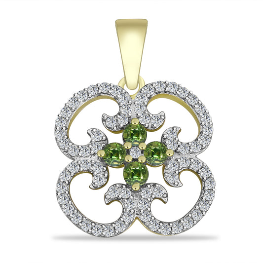 Pandantiv din Argint 925 Placat cu Aur ( 2.09 grame ) cu Safir verde și Topaz Alb 0.82 Carate