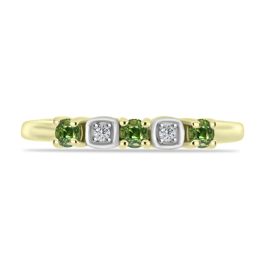Inel din Argint 925 Placat cu Aur ( 1.85 grame ) cu Safir verde și Topaz Alb 0.34 Carate