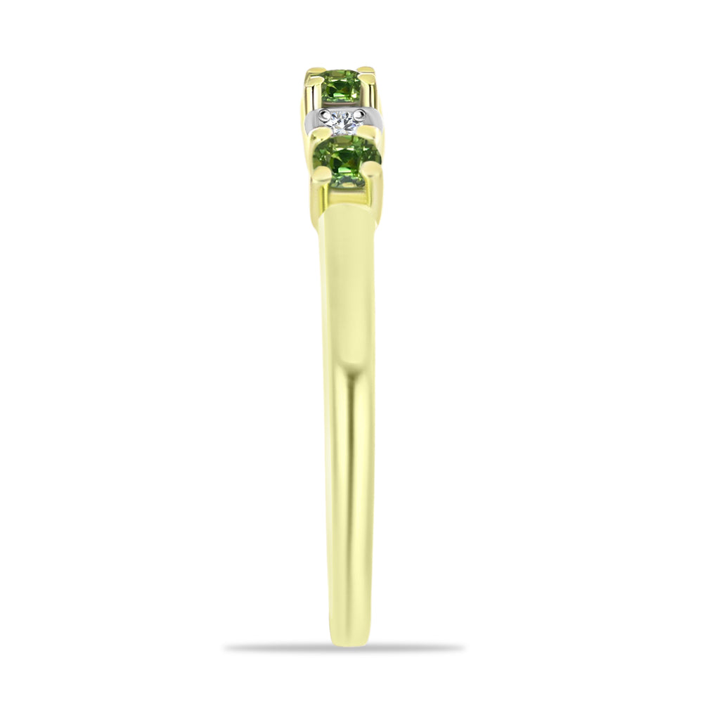 Inel din Argint 925 Placat cu Aur ( 1.85 grame ) cu Safir verde și Topaz Alb 0.34 Carate