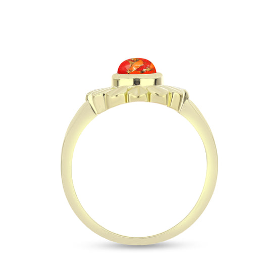 Inel din Argint 925 Placat cu Aur ( 3.1 grame ) cu Turcoaz Mohave 0.49 Carate