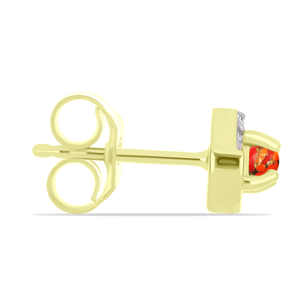 Cercei din Argint 925 Placat cu Aur ( 1.81 grame ) cu Turcoaz Mohave și Topaz Alb 0.29 Carate
