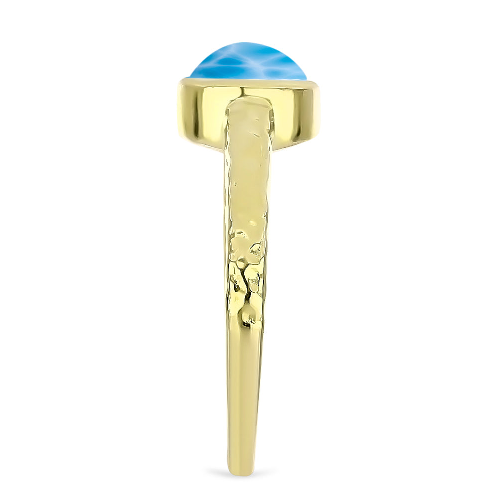 Inel din Argint 925 Placat cu Aur ( 3.04 grame ) cu Larimar(Piatra delfinului) 1.52 Carate