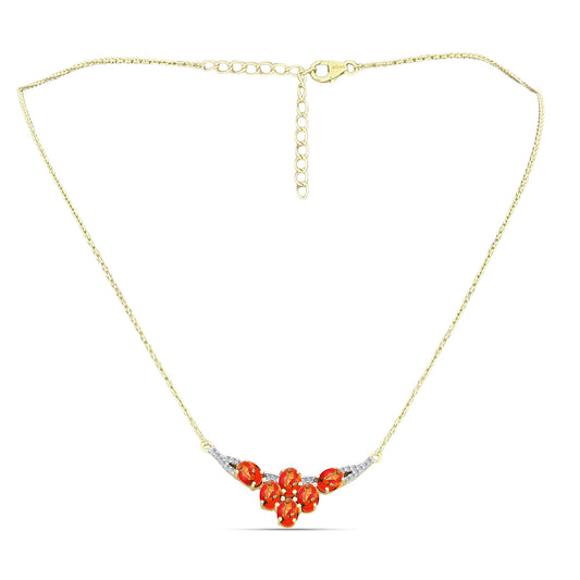 Colier din Argint 925 Placat cu Aur ( 4.29 grame ) cu Turcoaz Mohave și Topaz Alb 2.72 Carate