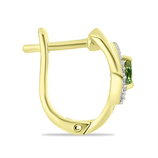 Cercei din Argint 925 Placat cu Aur ( 3.42 grame ) cu Safir verde și Topaz Alb 0.29 Carate