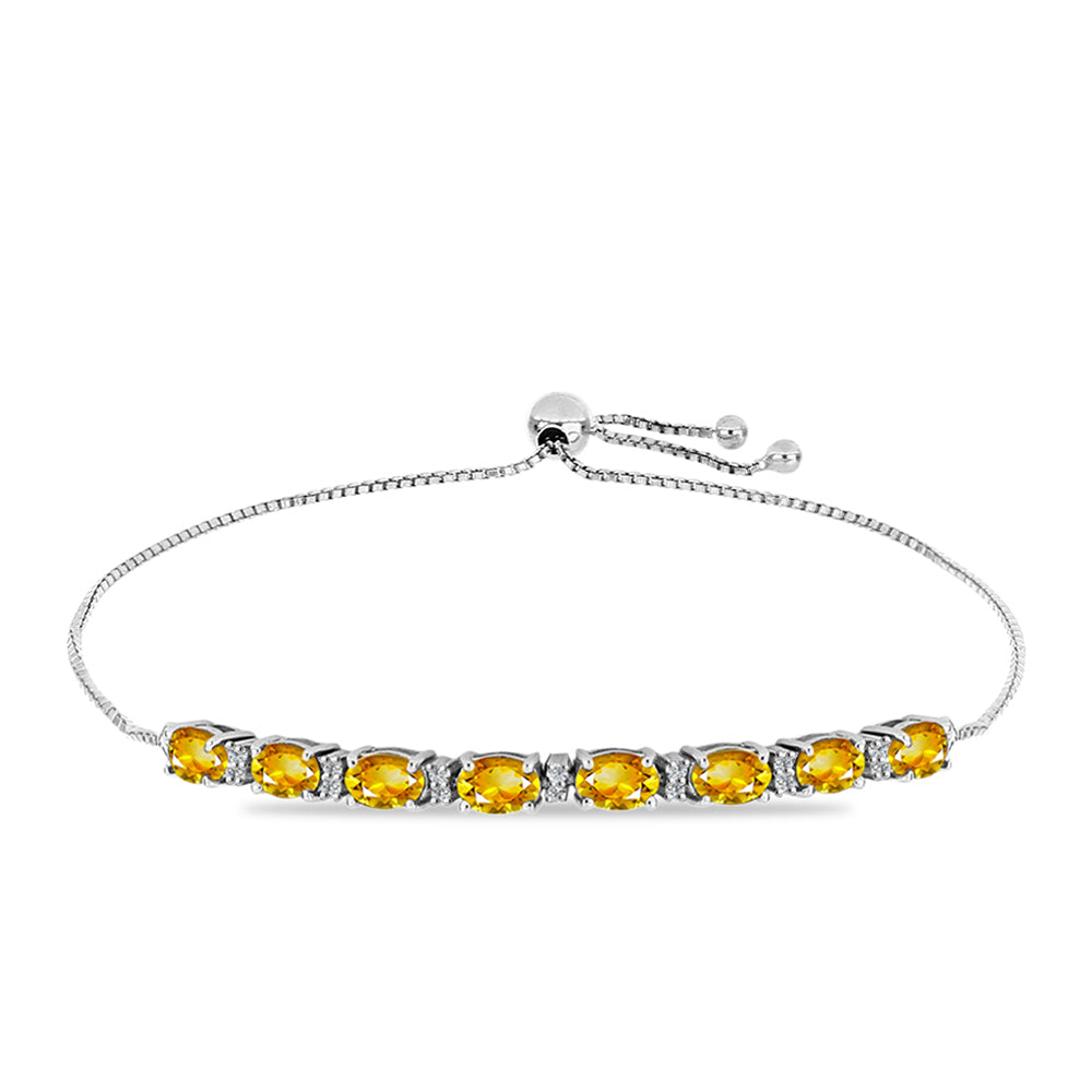 Brățară din Argint 925 ( 5.3 grame ) cu Citrin Rio Golden și Topaz Alb 3.73 Carate