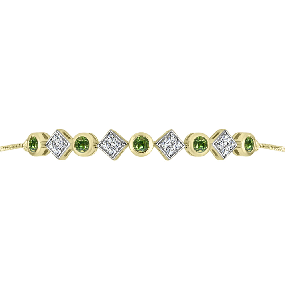 Brățară din Argint 925 Placat cu Aur ( 5.55 grame ) cu Safir verde și Topaz Alb 2.16 Carate