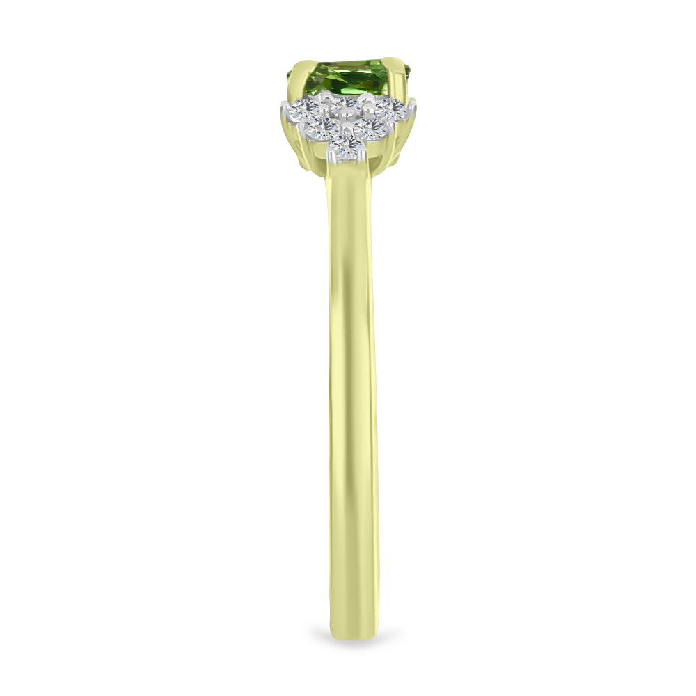 Inel din Argint 925 Placat cu Aur ( 1.77 grame ) cu Safir verde și Topaz Alb 0.78 Carate