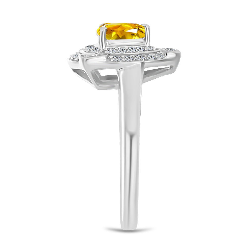 Inel din Argint 925 ( 2.98 grame ) cu Citrin Rio Golden și Topaz Alb 1.03 Carate