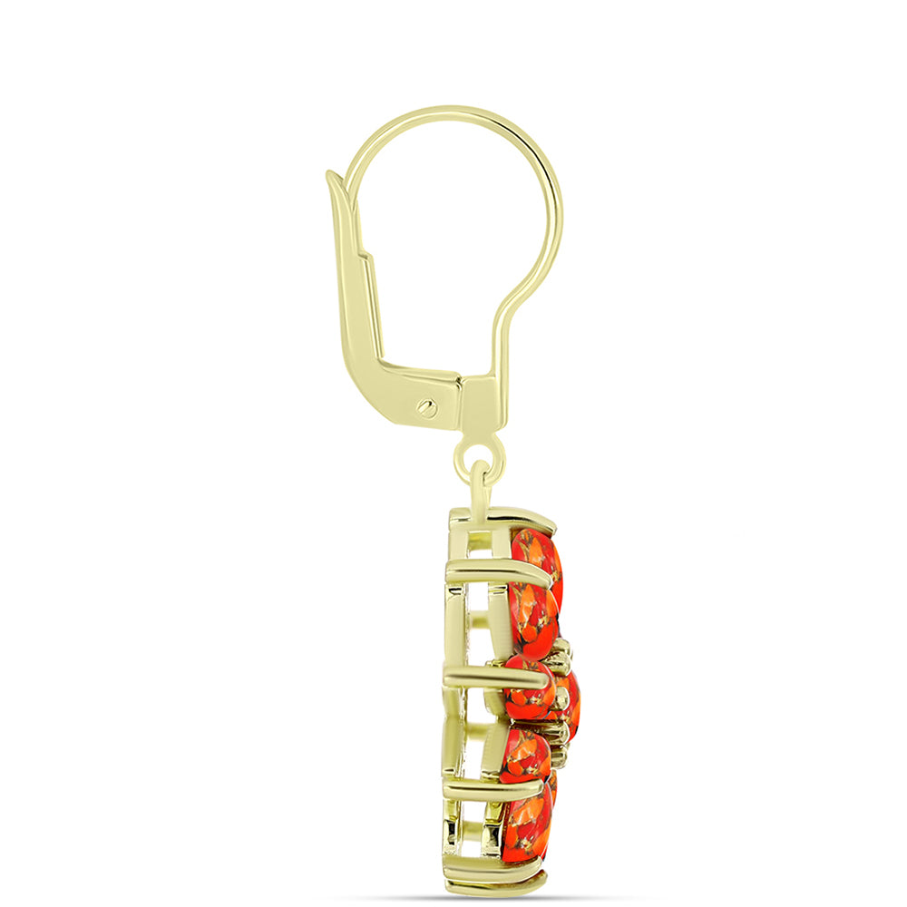Cercei din Argint 925 Placat cu Aur ( 4.68 grame ) cu Turcoaz Mohave 3.46 Carate