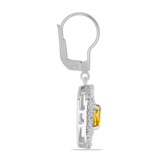 Cercei din Argint 925 ( 3.2 grame ) cu Citrin Rio Golden și Topaz Alb 1.32 Carate