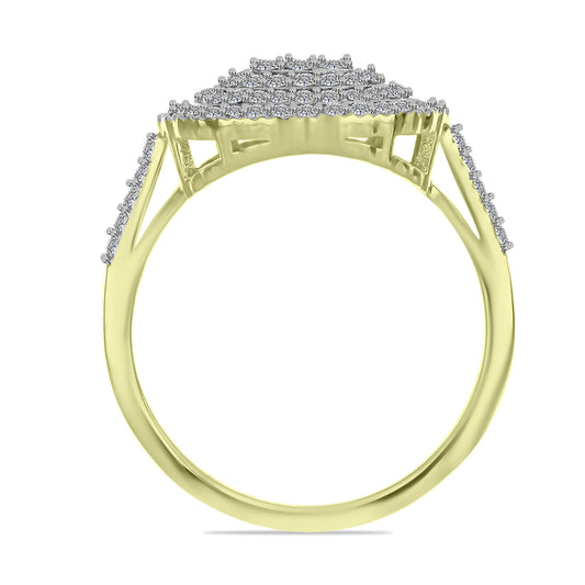 Inel din Argint 925 Placat cu Aur ( 3.62 grame ) cu Diamant Alb și Topaz Alb 0.86 Carate